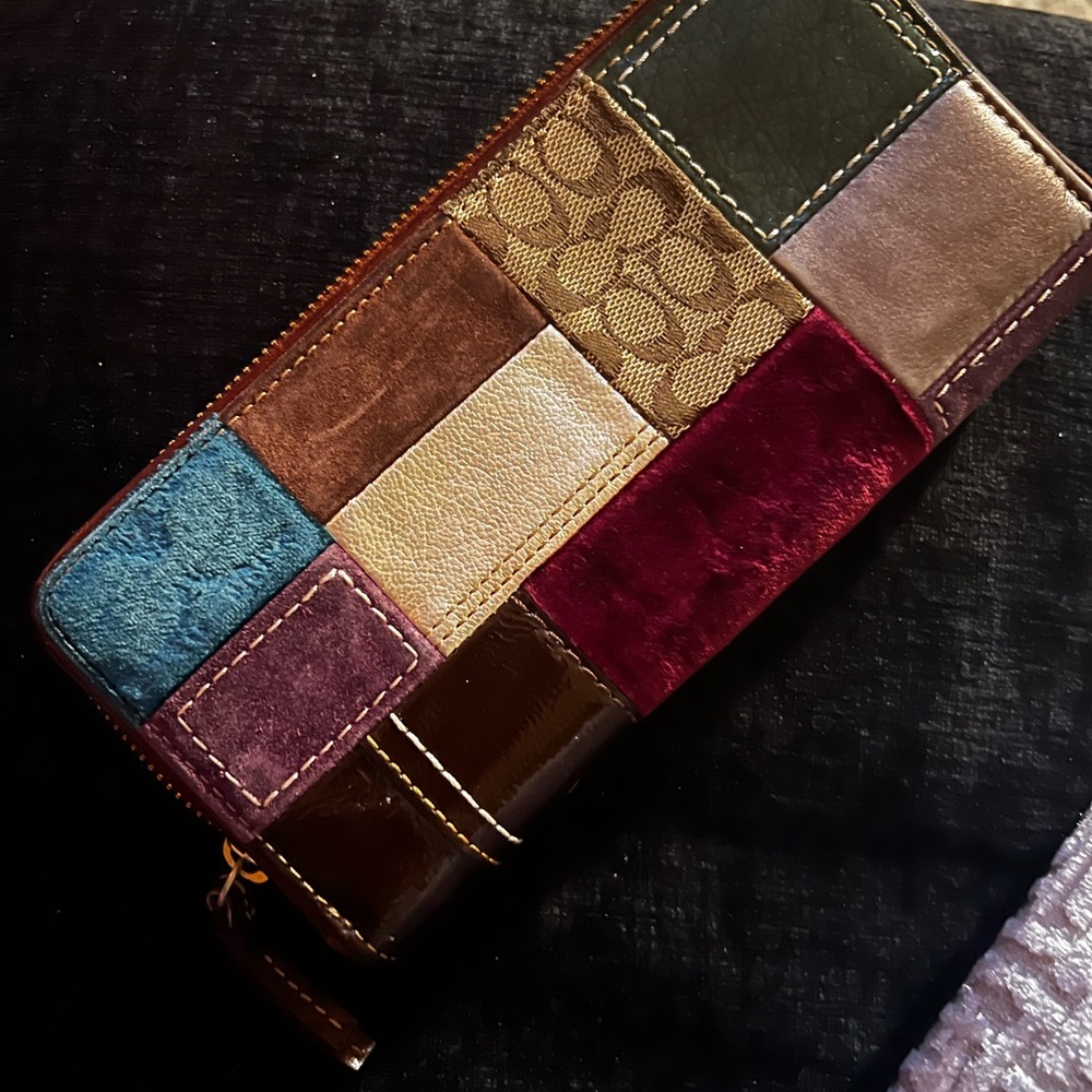 Coach Holiday Multicolor Patchwork Bleecker Wallet